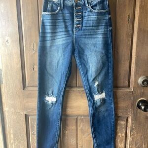 KanCan High Rise Button-Fly Blue Jeans